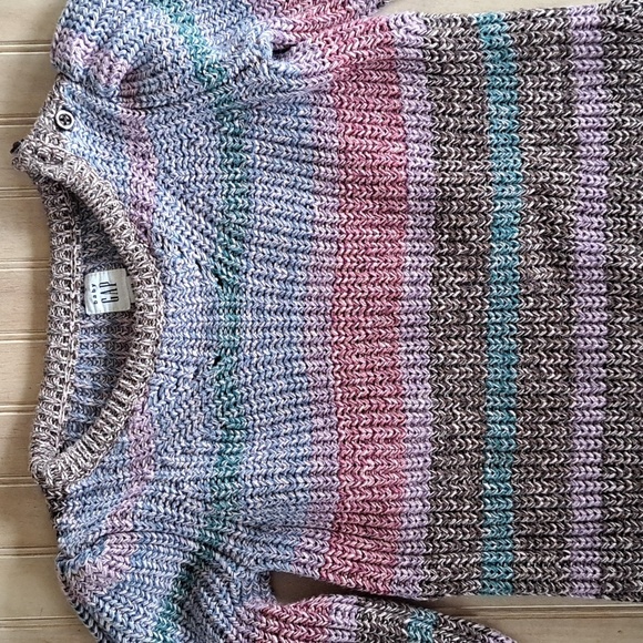 Baby GAP Multicolor Chunky Knit 100% Cotton Tweed Colorful Comfy Long Dress - Picture 2 of 9